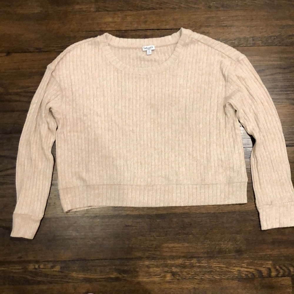 Splendid XS ribbed blush tan long sleeve top comfy